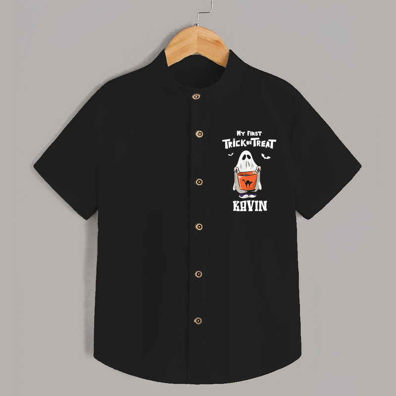 My First Daddy's Little Boo Shirt | Personalized Baby Shirt for Halloween - BLACK - 0 - 6 Months Old (Chest 23")