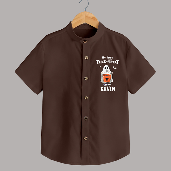 My First Daddy's Little Boo Shirt | Personalized Baby Shirt for Halloween - CHOCOLATE BROWN - 0 - 6 Months Old (Chest 23")