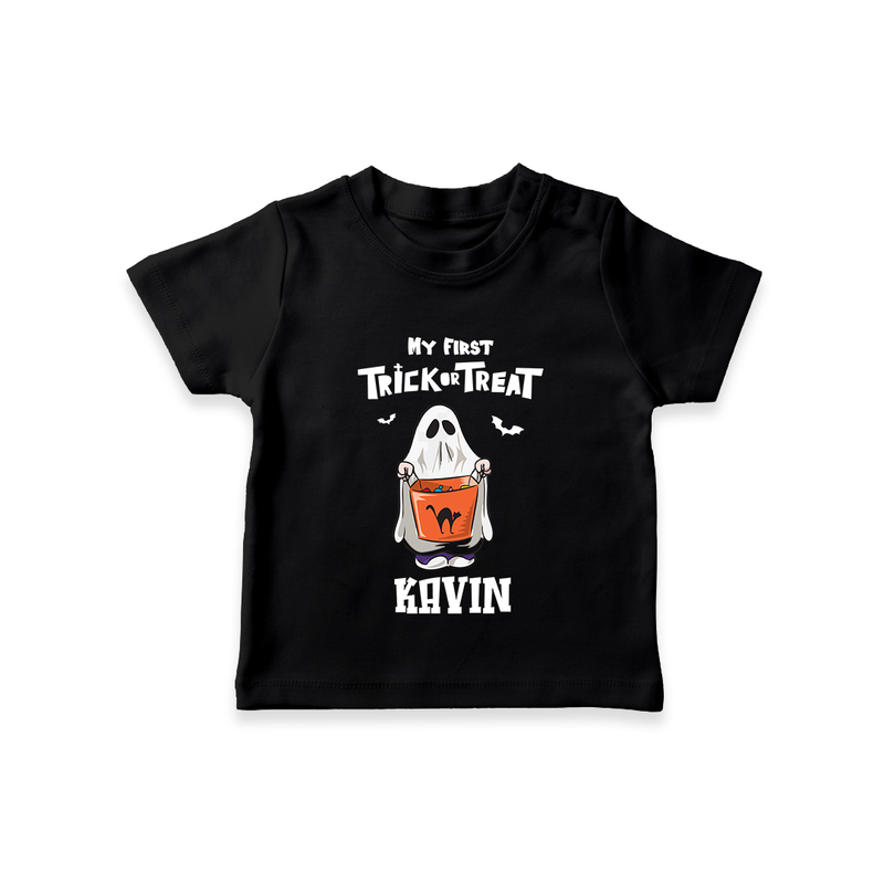My First Daddy's Little Boo Tshirt | Personalized Baby Tshirt for Halloween - BLACK - 0-5 Months Old (Chest 17")