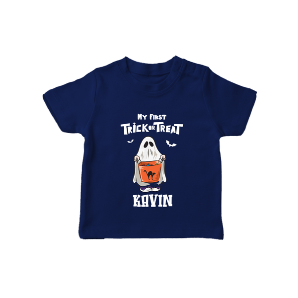 My First Daddy's Little Boo Tshirt | Personalized Baby Tshirt for Halloween - NAVY BLUE - 0-5 Months Old (Chest 17")