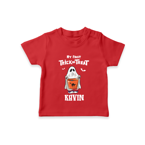 My First Daddy's Little Boo Tshirt | Personalized Baby Tshirt for Halloween - RED - 0-5 Months Old (Chest 17")