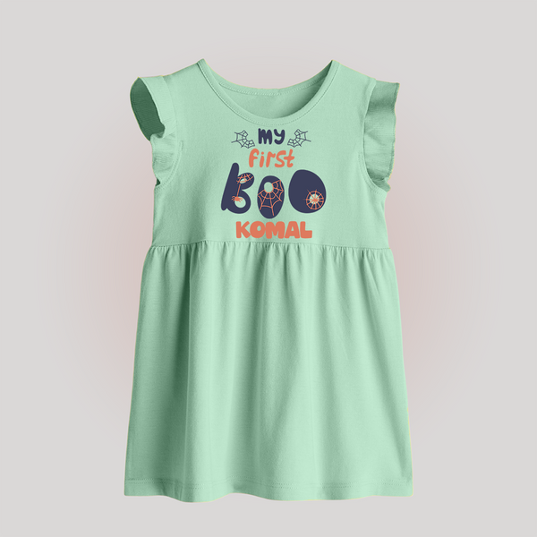 My First Boo Spider Web Print Baby Baby Frock - MINT GREEN - 0 - 3 Months Old (Chest 17")