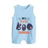 My First Boo Spider Web Print Baby Button Romper - BABY BLUE - New Born (Chest 18")