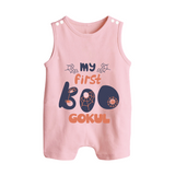 My First Boo Spider Web Print Baby Button Romper - BABY PINK - New Born (Chest 18")