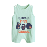My First Boo Spider Web Print Baby Button Romper - MINT GREEN - New Born (Chest 18")