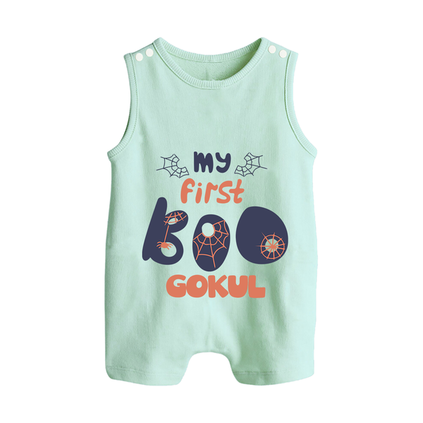 My First Boo Spider Web Print Baby Button Romper - MINT GREEN - New Born (Chest 18")