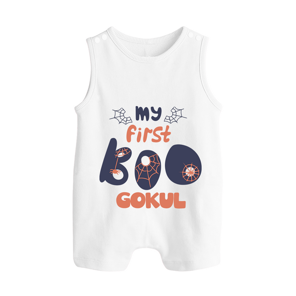 My First Boo Spider Web Print Baby Button Romper - WHITE - New Born (Chest 18")