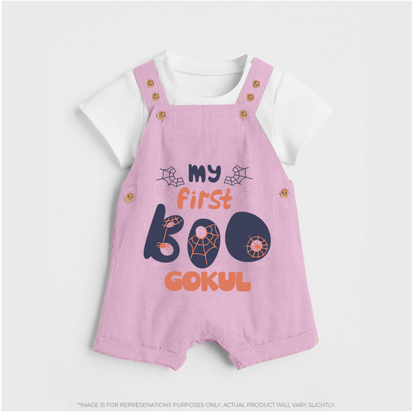 My First Boo Spider Web Print Baby Dungaree - BABY PINK - 0 - 5 Months Old (Chest 18")