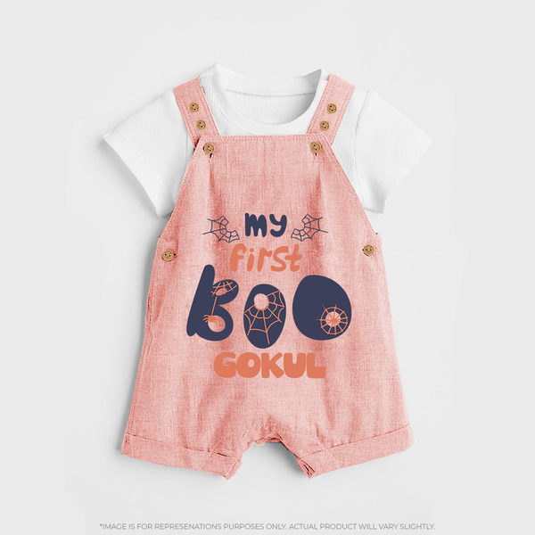 My First Boo Spider Web Print Baby Dungaree - PEACH - 0 - 5 Months Old (Chest 18")
