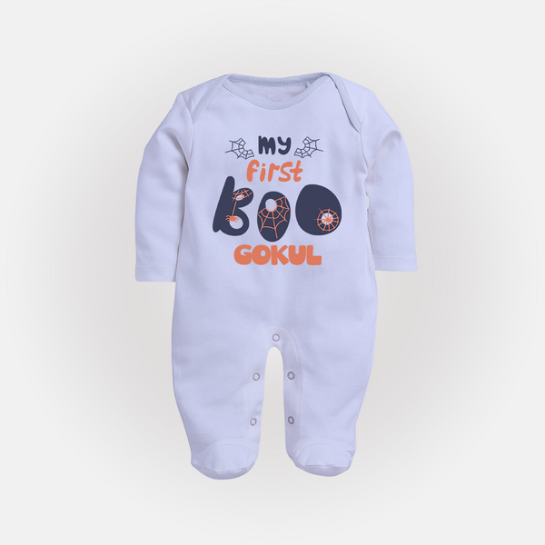 My First Boo Spider Web Print Baby Full Body Suit - BABY BLUE - New Born (Chest 7.5")