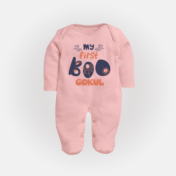 My First Boo Spider Web Print Baby Full Body Suit - BABY PINK - New Born (Chest 7.5")