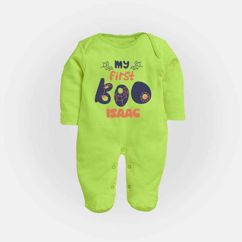 My First Too Cute Spooh Sleep Suit | Custom Baby Sleep Suit for Little Festival Stars - LIME GREEN - New Born (Chest 7.5")