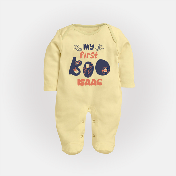 My First Too Cute Spooh Sleep Suit | Custom Baby Sleep Suit for Little Festival Stars - PASTEL YELLOW - New Born (Chest 7.5")