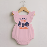 My First Boo Spider Web Print Baby Romper Frock - BABY PINK - 0 - 3 Months Old (Chest 19")