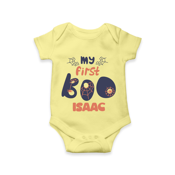 My First Too Cute Spooh Romper | Custom Baby Romper for Little Festival Stars - PASTEL YELLOW - New Born (Chest 14")