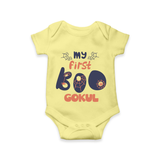 My First Boo Spider Web Print Baby Romper  - PASTEL YELLOW - New Born (Chest 14")