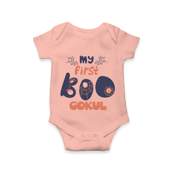 My First Boo Spider Web Print Baby Romper  - PEACH - New Born (Chest 14")