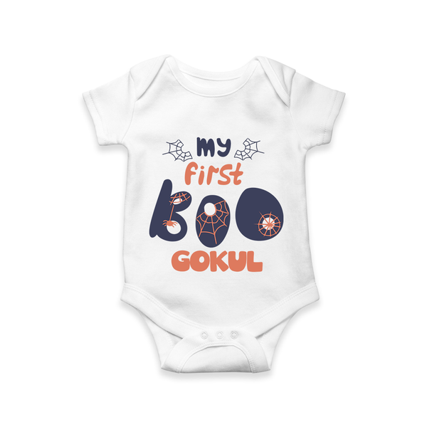 My First Boo Spider Web Print Baby Romper  - WHITE - New Born (Chest 14")