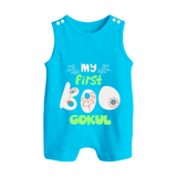 My First Boo Spider Web Print Baby Button Romper - SKY BLUE - New Born (Chest 18")