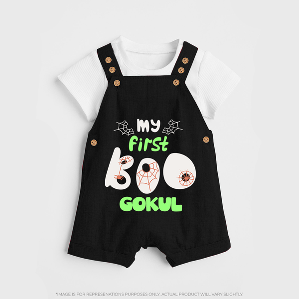 My First Boo Spider Web Print Baby Dungaree - BLACK - 0 - 5 Months Old (Chest 18")