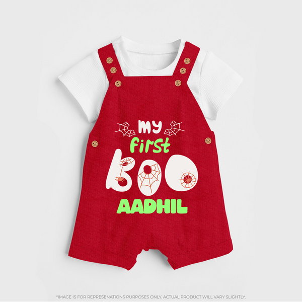 My First Too Cute Spooh Dungaree Set | Custom Baby Dungaree Set for Little Festival Stars - RED - 0 - 5 Months Old (Chest 18")