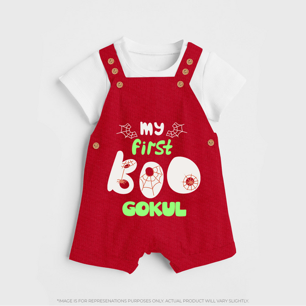 My First Boo Spider Web Print Baby Dungaree - RED - 0 - 5 Months Old (Chest 18")