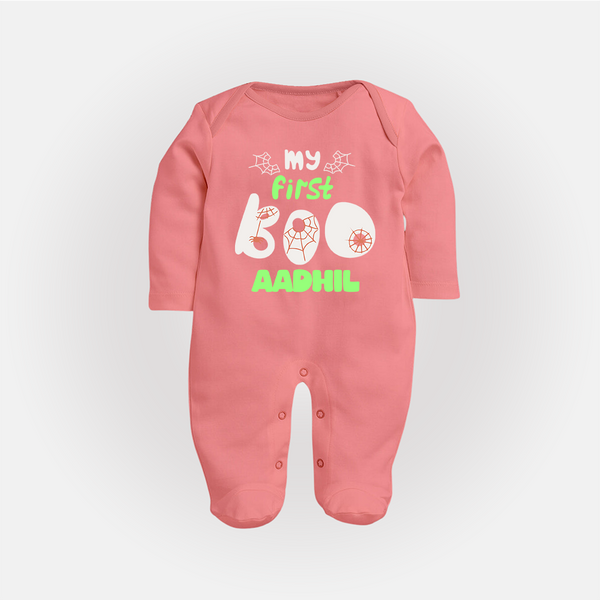 My First Too Cute Spooh Sleep Suit | Custom Baby Sleep Suit for Little Festival Stars - PEACH - New Born (Chest 7.5")