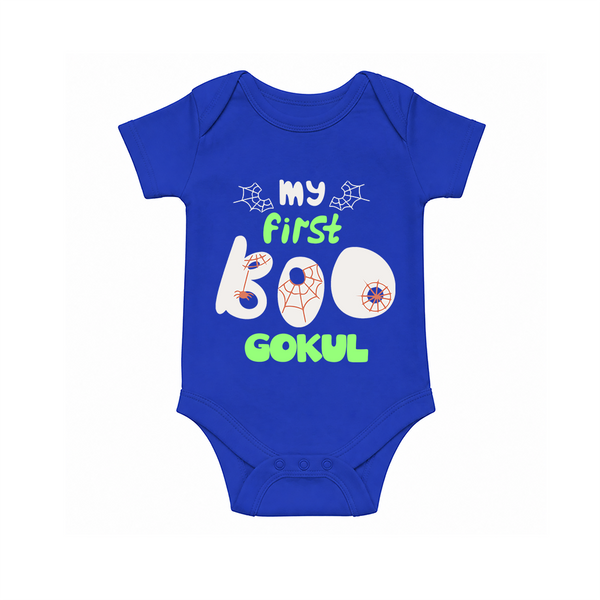 My First Boo Spider Web Print Baby Romper  - COBALT BLUE - New Born (Chest 14")