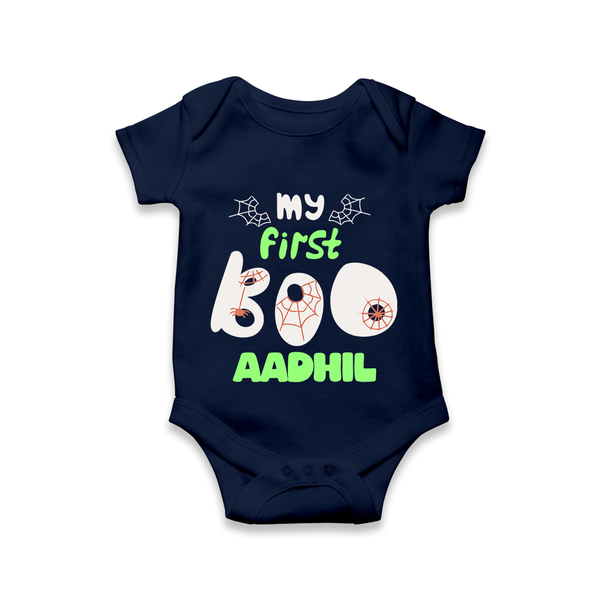 My First Too Cute Spooh Romper | Custom Baby Romper for Little Festival Stars - NAVY BLUE - New Born (Chest 14")