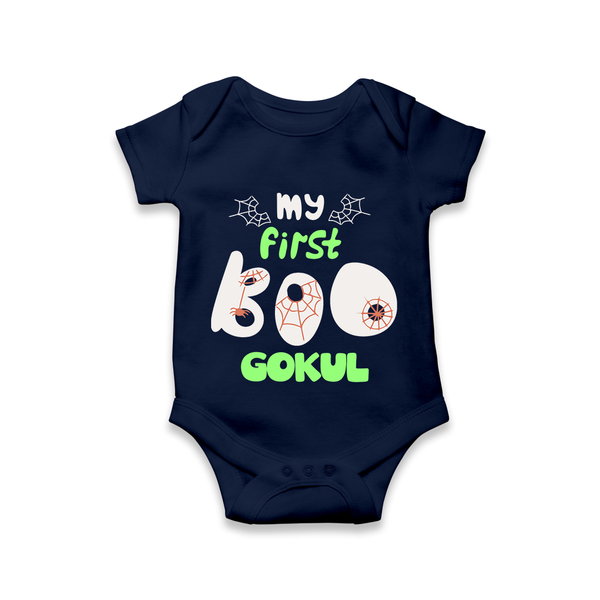 My First Boo Spider Web Print Baby Romper  - NAVY BLUE - New Born (Chest 14")