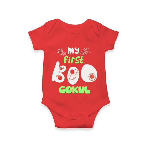 My First Boo Spider Web Print Baby Romper  - RED - New Born (Chest 14")