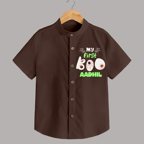 My First Too Cute Spooh Shirt | Custom Baby Shirt for Little Festival Stars - CHOCOLATE BROWN - 0 - 6 Months Old (Chest 23")