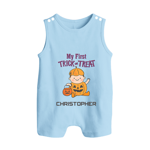 My First Mini Pumpkin Romper Suit | Personalized Baby Romper Suit for Halloween Celebration - BABY BLUE - 0 - 5 Months Old (Chest 18")
