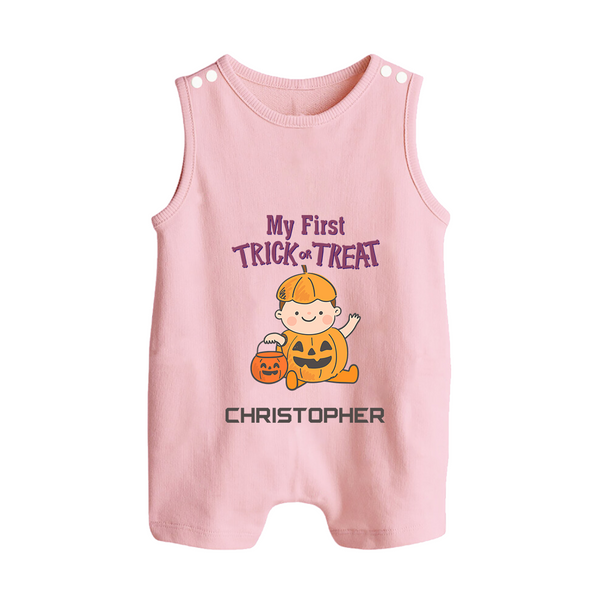 My First Mini Pumpkin Romper Suit | Personalized Baby Romper Suit for Halloween Celebration - BABY PINK - 0 - 5 Months Old (Chest 18")