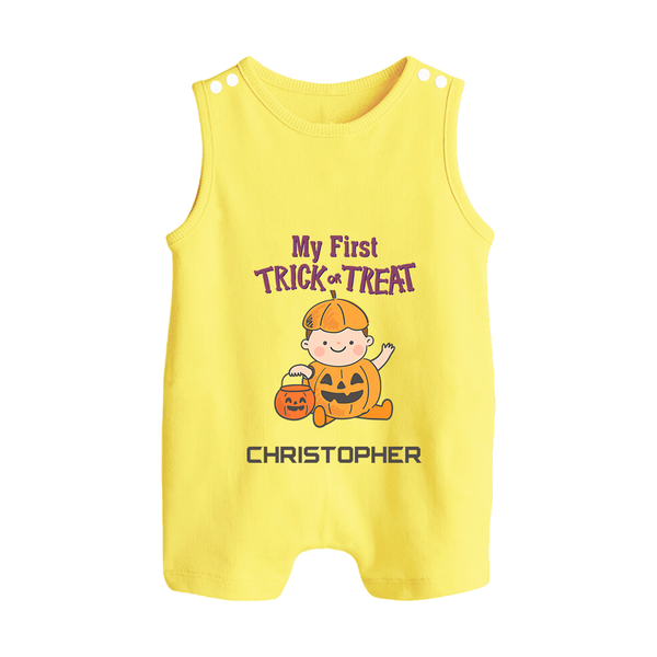My First Mini Pumpkin Romper Suit | Personalized Baby Romper Suit for Halloween Celebration - PASTEL YELLOW - 0 - 5 Months Old (Chest 18")