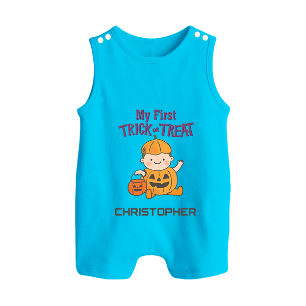 My First Mini Pumpkin Romper Suit | Personalized Baby Romper Suit for Halloween Celebration - SKY BLUE - 0 - 5 Months Old (Chest 18")