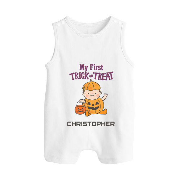 My First Mini Pumpkin Romper Suit | Personalized Baby Romper Suit for Halloween Celebration - WHITE - 0 - 5 Months Old (Chest 18")