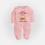 My First Mini Pumpkin Sleep Suit | Personalized Baby Sleep Suit for Halloween Celebration - BABY PINK - New Born (Chest 7.5")