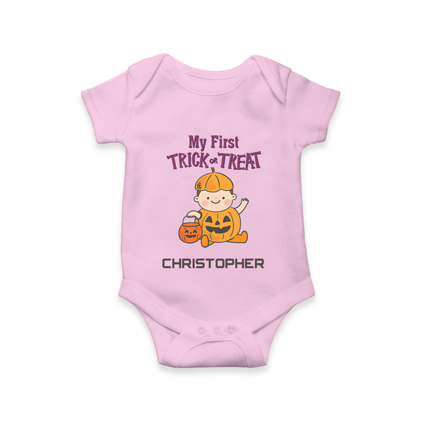 My First Mini Pumpkin Romper | Personalized Baby Romper for Halloween Celebration - BABY PINK - New Born (Chest 14")