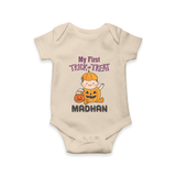 My First Trick Or Treat Pumpkin Print Baby Romper   - IVORY - New Born (Chest 14")
