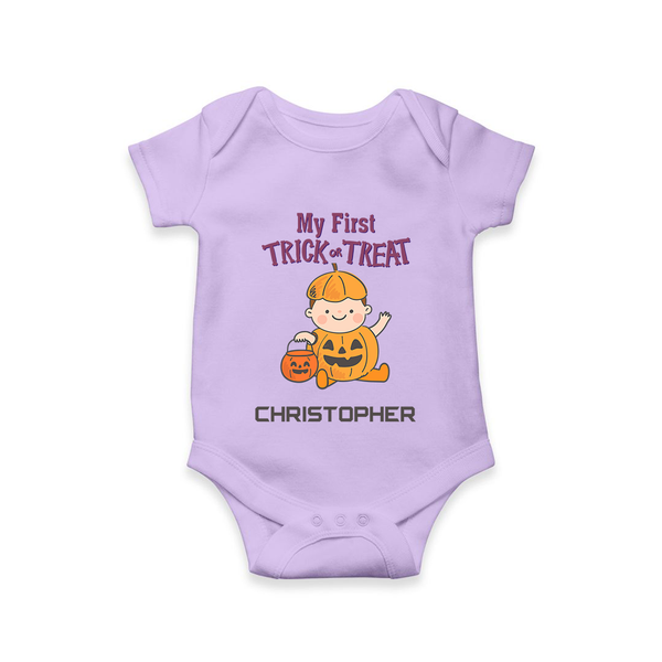 My First Mini Pumpkin Romper | Personalized Baby Romper for Halloween Celebration - LILAC - New Born (Chest 14")