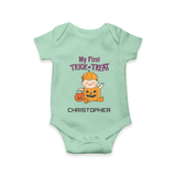 My First Mini Pumpkin Romper | Personalized Baby Romper for Halloween Celebration - MINT GREEN - New Born (Chest 14")