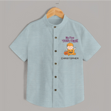 My First Mini Pumpkin Shirt | Personalized Baby Shirt for Halloween Celebration - ARCTIC BLUE - 0 - 6 Months Old (Chest 23")