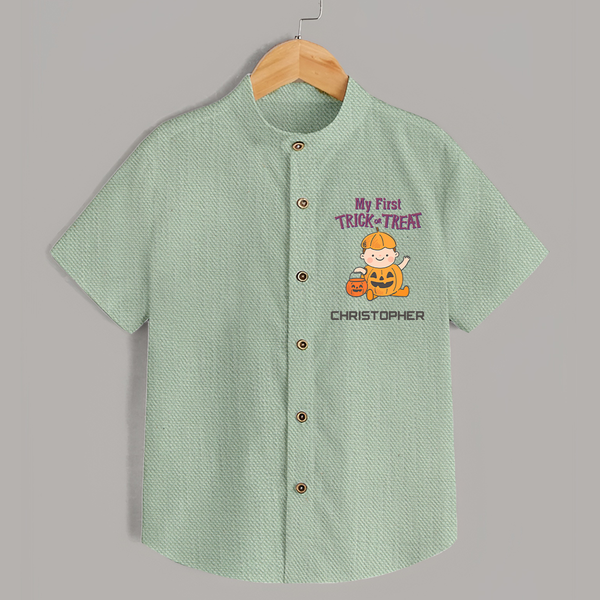 My First Mini Pumpkin Shirt | Personalized Baby Shirt for Halloween Celebration - MINT GREEN - 0 - 6 Months Old (Chest 23")