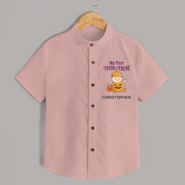 My First Mini Pumpkin Shirt | Personalized Baby Shirt for Halloween Celebration - PEACH - 0 - 6 Months Old (Chest 23")