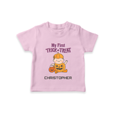 My First Mini Pumpkin Tshirt | Personalized Baby Tshirt for Halloween Celebration - BABY PINK - 0-5 Months Old (Chest 17")