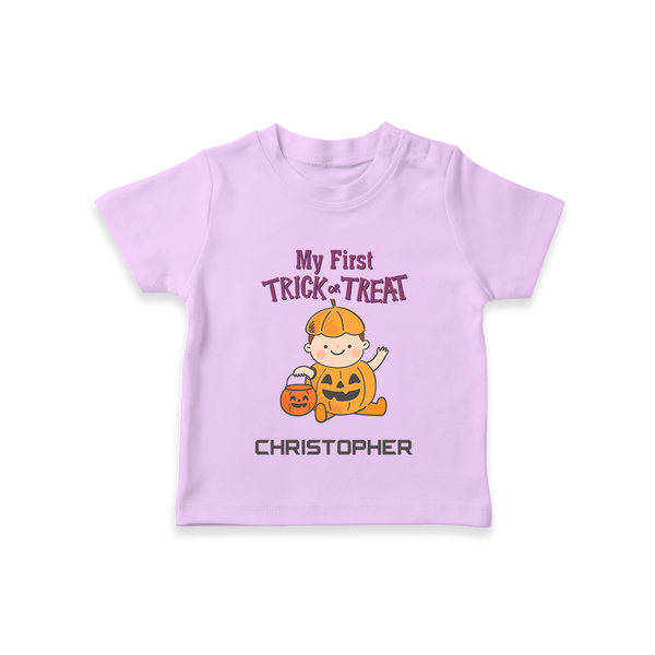 My First Mini Pumpkin Tshirt | Personalized Baby Tshirt for Halloween Celebration - LILAC - 0-5 Months Old (Chest 17")