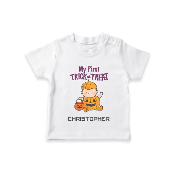 My First Mini Pumpkin Tshirt | Personalized Baby Tshirt for Halloween Celebration - WHITE - 0-5 Months Old (Chest 17")