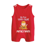 My First Mini Pumpkin Romper Suit | Personalized Baby Romper Suit for Halloween Celebration - RED - 0 - 5 Months Old (Chest 18")