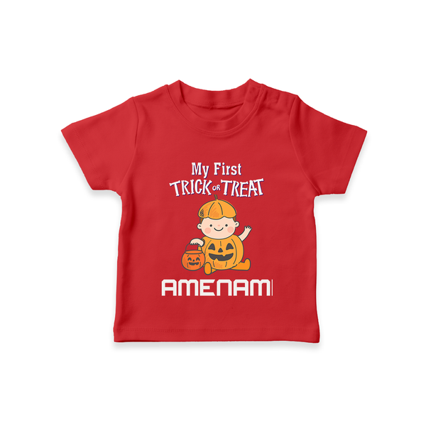 My First Mini Pumpkin Tshirt | Personalized Baby Tshirt for Halloween Celebration - RED - 0-5 Months Old (Chest 17")